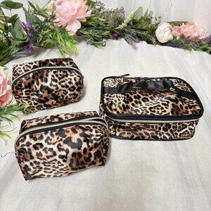 Set of 3 Leopard Print Brand new Travel Cosmetic Cases